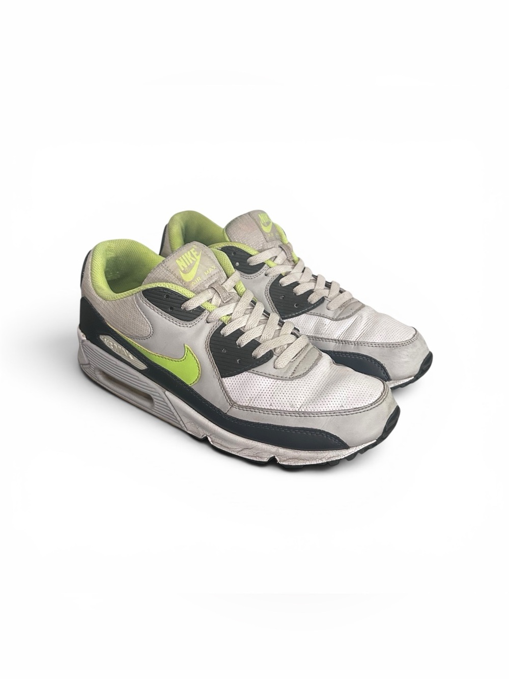 Nike Men’s Air Max 90 White Black Volt Sneakers Size 11.5